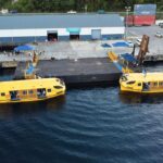 Tropical Agency Ltd and Knightsbridge Investments put together a barge-mounted access ladder and walkway to support Royal Caribbean Lines (RCL) cruise ship calls of Ovation of the Seas.