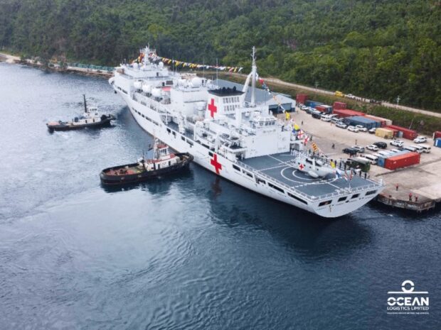 Vanuatu tugboats assisting Peace Ark to safely come to port