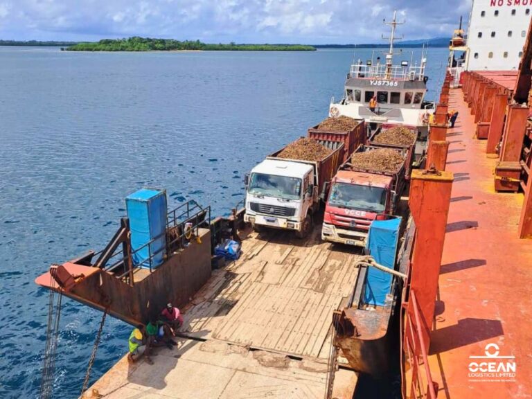 Ocean Logistics Limited's LCT Ocean Chief transported copra from Malekula to MV Sino, overseen by Vanuatu Copra and Cocoa Exporters Ltd.