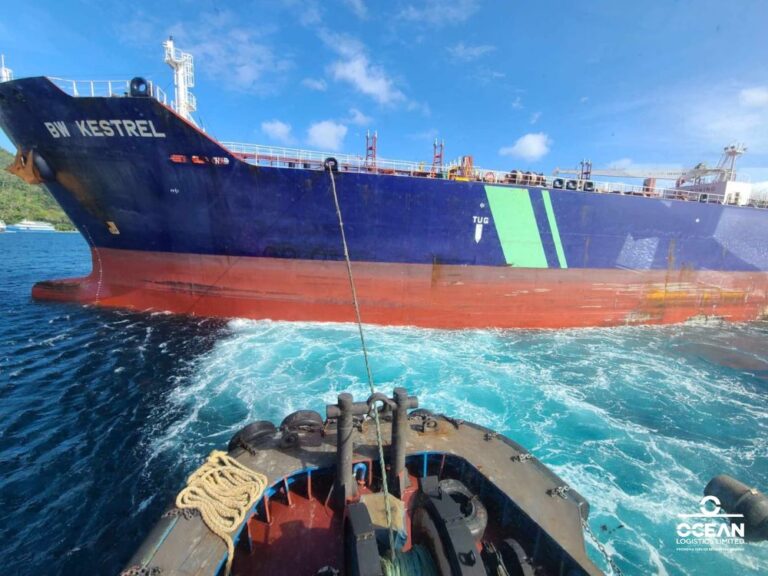 Tugboat Titirangi assists BW Kestrel